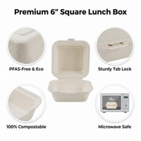 Contenitore per Alimenti Compostabile e Biodegradabile XS-HB06A, Scatola Bento e Contenitore a Conchiglia Monouso in Bagassa per Asporto