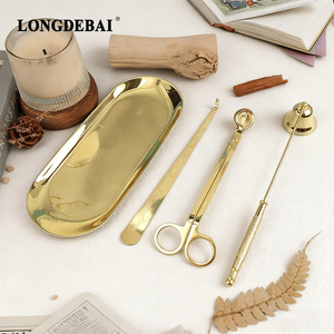 4 in 1 <b>Candle</b> Accessory Set - <b>Candle</b> Wick Trimmer,<b>Candle</b> Snuffer,<b>Candle</b> Wick Dipper & Storage <b>Tray</b> Plate <b>Candle</b> Care Tools - Product Image 1