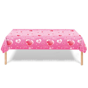 Yunik Pink Heart Valentine's Day Tablecloth 137x274cm Disposable <b>Plastic</b> <b>Table</b> Cover For Party Decorations - Product Image 3