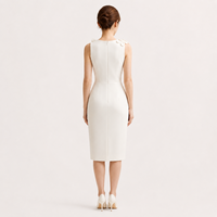 Robe personnalisée pour femme, vêtements sur mesure, robe blanche sans manches, fleurs 3D, robe de soirée d'été, robe midi pour femme
