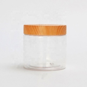 New Design Empty 200ml 300ml 400ml 500ml 800ml 1000ml Bamboo Wood Lid Round Frosted <b>Plastic</b> Pet <b>Jars</b> - Product Image 5