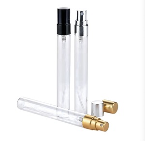 Botella de muestra de aceite de perfume de vidrio de lujo de 10ml personalizada forma plana con rociador de bomba y <span class=keywords><strong>espacio</strong></span> <span class=keywords><strong>vacío</strong></span> - Product Image 1
