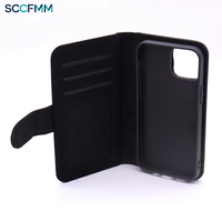 Étui de téléphone en cuir PU mini SCCFMM pour iPhone 13, coque de téléphone à sublimation avec emplacements pour cartes bancaires, étui de protection pour impression DIY