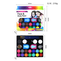 GP Professional 16 couleurs à base d'eau pour le visage et le corps Kit cosmétique avec pochoirs autocollants pour fournitures de peinture corporelle