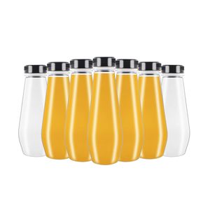 Wholesale PET <b>200ml</b> 250ml 300ml 360ml 500ml Plastic clear Juice Bottle Beverage Bottle Plastic <b>Milk</b> Bottles with Screw Lid - Product Image 1