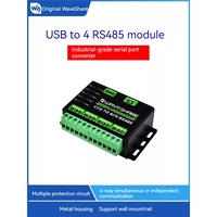 Konverter USB ke 4 RS485 Industri WaveShare, Modul Komunikasi Serial USB ke 485, Casing Logam