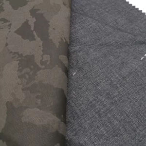 चीन निर्माता कस्टम मुद्रित वाटरप्रूफ नकली pu चमड़े का रेयन काले छलावरण रोल पैकिंग तैयार जैकेट कपड़े - Product Image 2