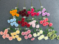 Fleurs artificielles en soie de chrysanthème bordeaux à tige longue, 3 ou 6 têtes, avec feuilles, pour décoration de mariage et de maison