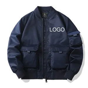 Autumn and winter cargo jacket ma1 custom reversible men's blank unisex baseball navy short bomber jackets men plain