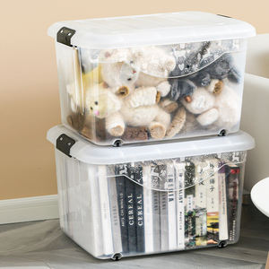 Citylife Contenedor <span class=keywords><strong>de</strong></span> almacenamiento <span class=keywords><strong>de</strong></span> plástico transparente extra grande Contenedor multifuncional apilable moderno con ruedas - Product Image 3