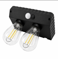 Lampes solaires d'extérieur à double filament, détecteur de mouvement, étanches, à fixer au mur, pour jardin, véranda, patio, clôture, décor LED chaud