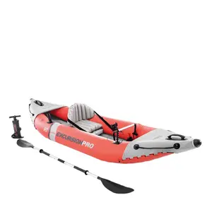 Intex 68303 Excursion Pro K1 PVC Perahu Dayung Kano Memancing Kayak Populer Dayung 1 Orang Perahu Nelayan Air Tiup Kayak