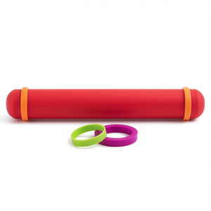 Mastrad Silicone Rolling Pin With 8 <b>Rings</b> For Precise Dough <b>Thickness</b> Control Baking Pastry Tool - Product Image 2