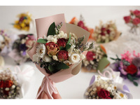Mini bouquet éternel de fleurs séchées en soie, herbe de la pampa et étoiles de bébé, pour la maison, les photos, le Nouvel An, les mariages, cadeau pour petite amie