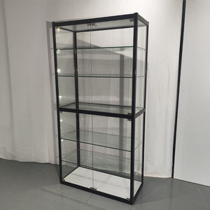 Modern Jewelry Aluminum Frame Tempered Glass Display Showcase LED Light Polished <b>Lockable</b> Vitrine <b>Cabinet</b> for Retail Home Smoke - Product Image 1