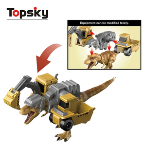 Nouvel Arrivage Jouet <span class=keywords><strong>de</strong></span> Construction Éducatif pour Garçons : Grue et Bétonnière T-Rex Activées par le Son, en PC - Product Image 2