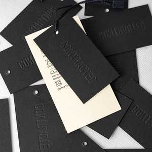 Custom Luxury Logo Embossed Hang <strong>Tags</strong> Black Cardboard <strong>Printed</strong> Paper Label Swing Clothing <strong>Price</strong> <strong>Tag</strong> Swing <strong>Tags</strong> for Clothes - Product Image 4