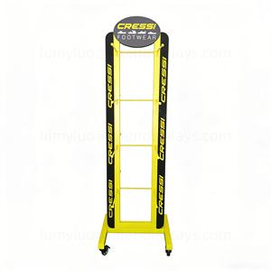 Commercial Double Sided Metal Shoe <b>Display</b> Rack with Hooks & Wheels Removable Floor <b>Stand</b> for Footwear Store Clothing <b>Shop</b> - Product Image 3