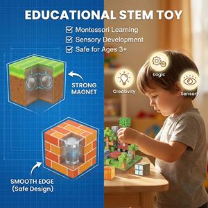 AiJH 63 pièces Blocs de construction STEM Jouets sensoriels <span class=keywords><strong>Montessori</strong></span> Construction créative Petits blocs de construction en cube DIY Jouets éducatifs - Product Image 3