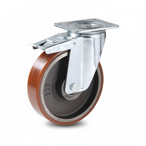 Roue pivotante avec noyau en fonte, support en acier galvanisé, série lourde avec frein - Product Image 2