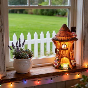 Sculpture de <span class=keywords><strong>petite</strong></span> <span class=keywords><strong>cabane</strong></span> en résine à motif champignon - Détails peints à la main en 3D, ambiance apaisante pour l'espace de vie, article autonome - Product Image 5