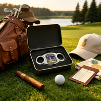 Étui à cigares en acier inoxydable nouveau style avec logo personnalisé, coupe-cigares, ensemble de coupe-cigares en V, ciseaux avec butée, marqueur de balle de golf