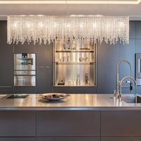 Lustre rectangulaire en cristal de luxe léger, à intensité variable, anti-éblouissement, LED, pour salle à manger, bar, directement de l'usine