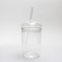Verres en verre borosilicate transparent, gobelets, tasses à thé, gobelets à eau, verres à boire, verre avec couvercle et paille, écologiques