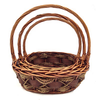 Ensemble de paniers tissés en osier naturel ovales et circulaires faits à la main de la marque Jarnier avec poignée, grands paniers en osier noir pour cadeaux