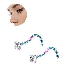 Clous et anneaux de nez ronds en zircon en acier titane, bijoux de piercing corporel en acier inoxydable pour lèvre et nez Ed0014 - Product Image 4