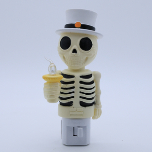 Halloween Gentleman Skeleton <b>Plug</b> <b>in</b> Night <b>Light</b>, Top Hat Skull Candle Wall Night Lamp Spooky Holiday Decor Gift Bedroom <b>Lights</b> - Product Image 4