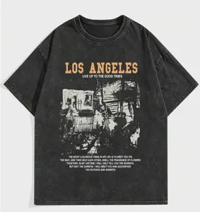 Großhandel Sommer Ankünfte maßge schneiderte Street Life Jungs Schnee waschen Vintage gewaschen Slogan Grafik T-Shirts