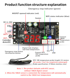 XY-WFTM remote WIFI temperature controller high-precision temperature controller module cooling and <b>heating</b> MOS <b>tube</b> live output - Product Image 5