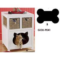 Meuble de rangement multifonctionnel moderne en bois à motif animalier, design épuré, pour animaux de taille moyenne, avec enclos pour litière de chat