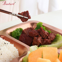 Assiette à dîner de restaurant en acier inoxydable écologique personnalisée avec motif végétal Commande minimum 10 pièces
