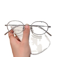 Gafas de Titanio con Lentes AC de Impresión de Lujo HD Transparentes, Ovaladas, Semi-Montura, para Adultos, Uso Diario Informal