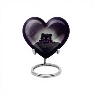 Vente chaude Urne funéraire en forme de coeur de patte noire pour cendres d'animaux de compagnie Urne décorative grand coeur pour cendres de chat avec support et sac gratuit - Product Image 1