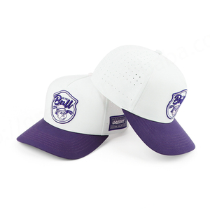 Bán Buôn OEM Tùy Chỉnh 3D Thêu Logo 5-Bảng Điều Chỉnh Đục Dobby Dot Thể Thao Golf Mũ Bóng Chày Laser Cắt Lỗ Hai-Tone Thiết Kế - Product Image 5