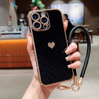 Para iPhone 8 Plus/XS/XR/Xsmax Rope case Skin Cover Heart Design Phone Case, para Google Pixel 8A Funda cromada a prueba de golpes