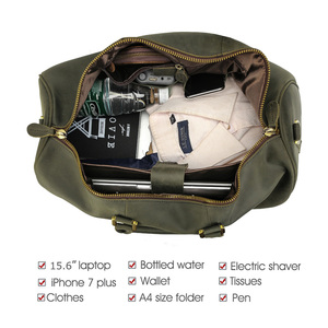 Oem ODM Custom Materials Logo Vintage Unisex Real <strong>Leather</strong> Gym Sport Bag Travel Bag Genuine <strong>Leather</strong> Overnight Bag Duffel <strong>Holdall</strong> - Product Image 5