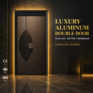 Puerta <span class=keywords><strong>de</strong></span> Entrada Doble <span class=keywords><strong>de</strong></span> <span class=keywords><strong>Hierro</strong></span> Fundido y Aluminio con Relieve <span class=keywords><strong>de</strong></span> Sol Radiante, Puerta <span class=keywords><strong>de</strong></span> Seguridad Antirrobo para Villa <span class=keywords><strong>de</strong></span> Lujo con Textura Radial Martillada a <span class=keywords><strong>Mano</strong></span> - Product Image 1