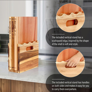 Ensemble de planches à découper avec support pour manger et présenter, en bois naturel et écologique, pour la viande, le pain et les fruits - Product Image 5