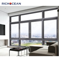 Fenêtre coulissante en aluminium RICHOCEAN NFRC à rupture de pont thermique du sol au plafond, verre Low-E, grande fenêtre coulissante vitrée pour chambre à coucher