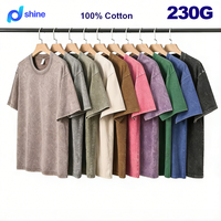 Kaos Batik Kualitas Tinggi 230g Katun Murni Dicuci, Lengan Pendek, Warna Solid, Model Longgar untuk Pria, Grosir