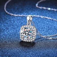 OUGEPHELI Moissanite Collier S925 925 Sterling Silver Princess Square GRA VVS D Couleur Pendentif Fine Jewelry for Women Lady