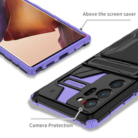 Sarung ponsel Samsung, untuk Samsung Galaxy Note 20 Ultra Note20 penutup belakang Coque Slot kartu geser pemegang Kickstand dapat ditarik PC tahan guncangan