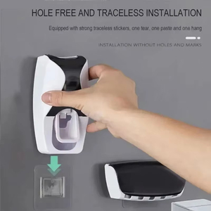 Wholesale Wall-mounted <strong>Toothpaste</strong> Holder Rack Automatic <strong>Toothpaste</strong> <strong>Squeezer</strong> and Holder Set - Product Image 3