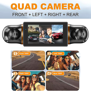 Caméra de tableau de bord de <span class=keywords><strong>voiture</strong></span> 3 pouces 360 degrés avec WiFi, GPS, surveillance de stationnement 24h/24, 4 objectifs HD 1080P, enregistreur vidéo, contrôle par application, câblage direct - Product Image 3