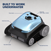 Nettoyeur de piscine robotisé sans fil, aspirateur automatique pour piscines jusqu'à 300 m², escalade des parois, double brosse à rouleaux, IPX8