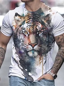 T-Shirt da Uomo in Maglia con Stampa 3D di Leone, Manica Corta, Traspirante, Ecologica, Moda Outdoor, Spedizione Gratuita - Product Image 4